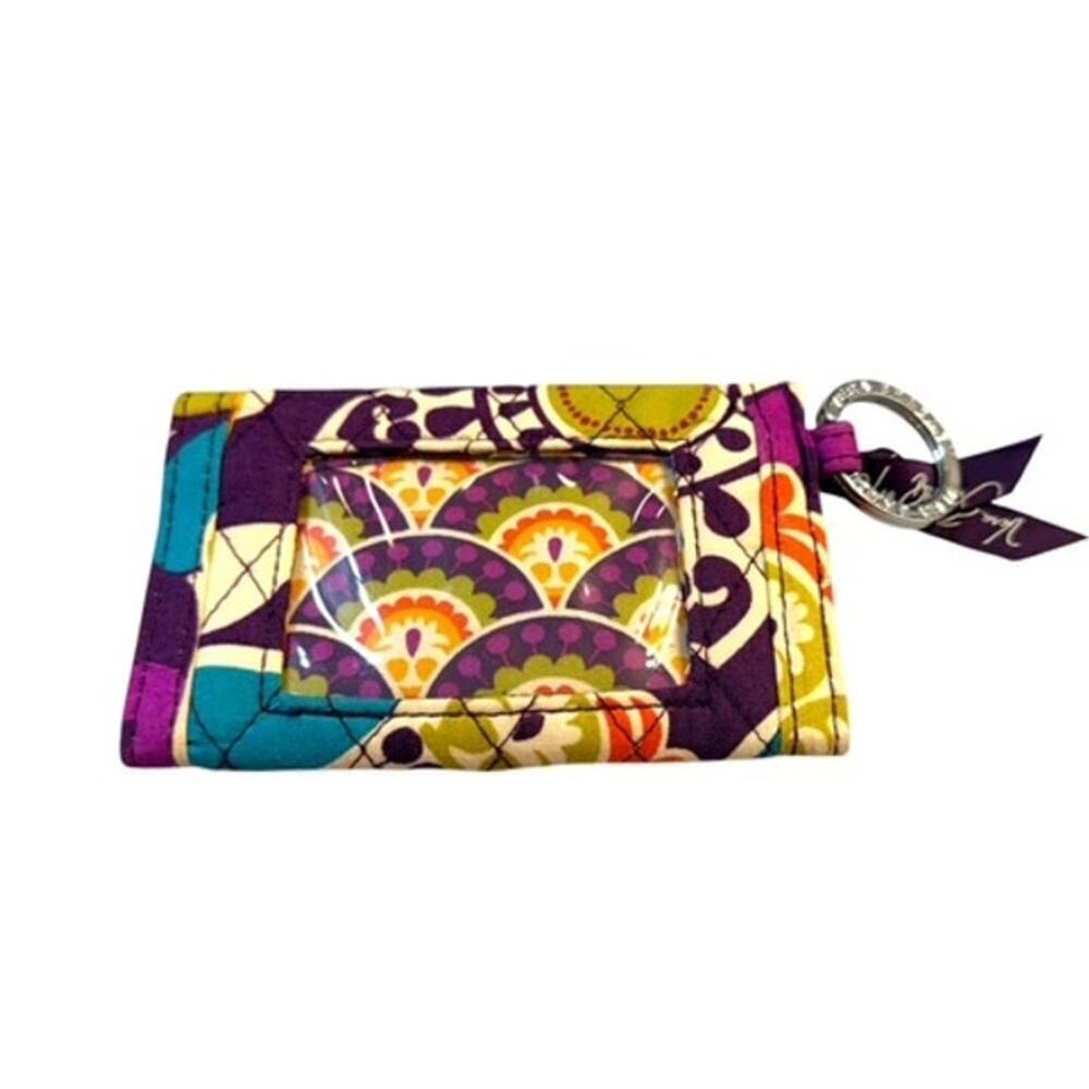 Vera Bradley Quick Swipe ID Case Lime Floral Wallet EUC - Picture 3 of 5